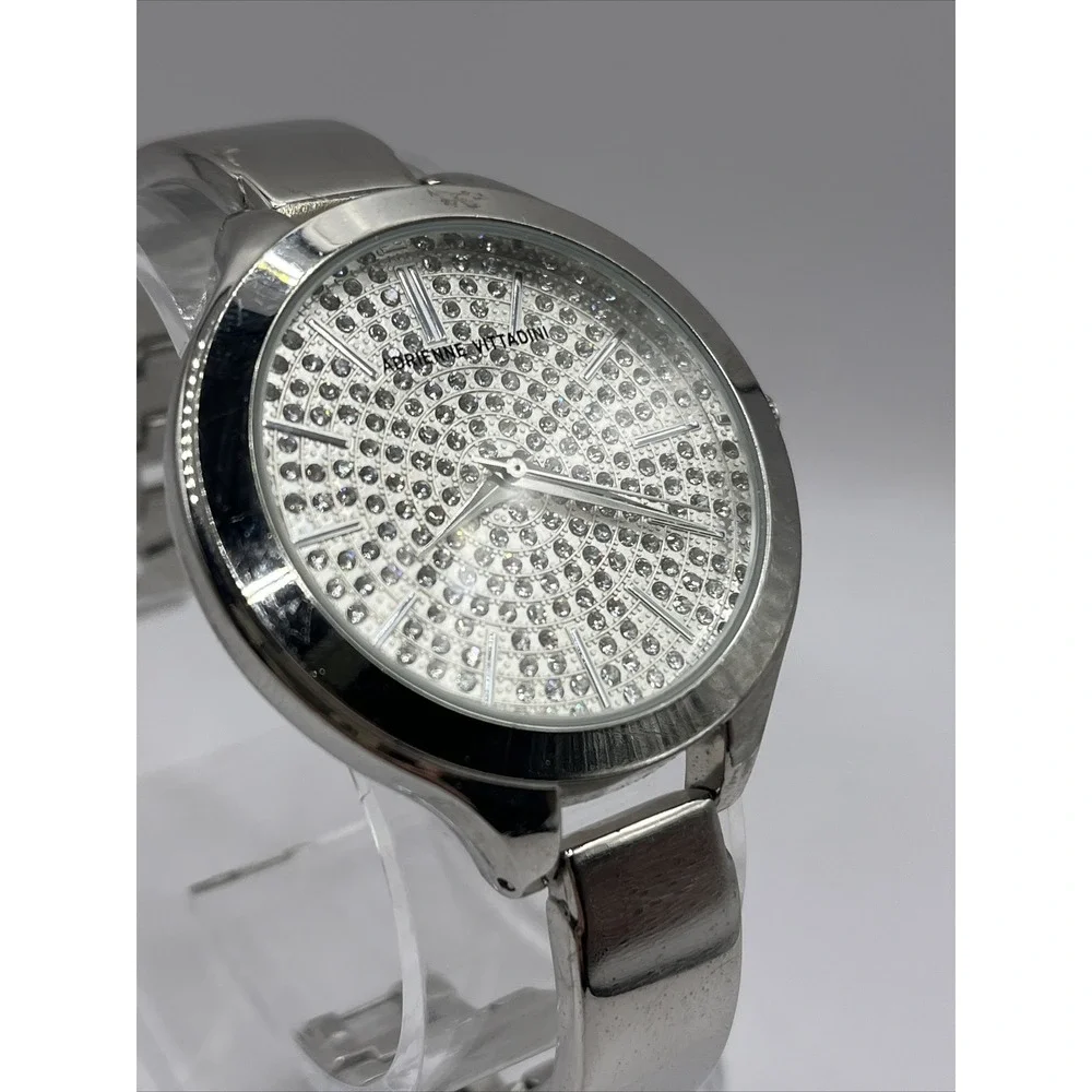 Adrienne Vittadini Women's‎ Quartz Watch Rhinestone Dial 37mm Case- New Battery